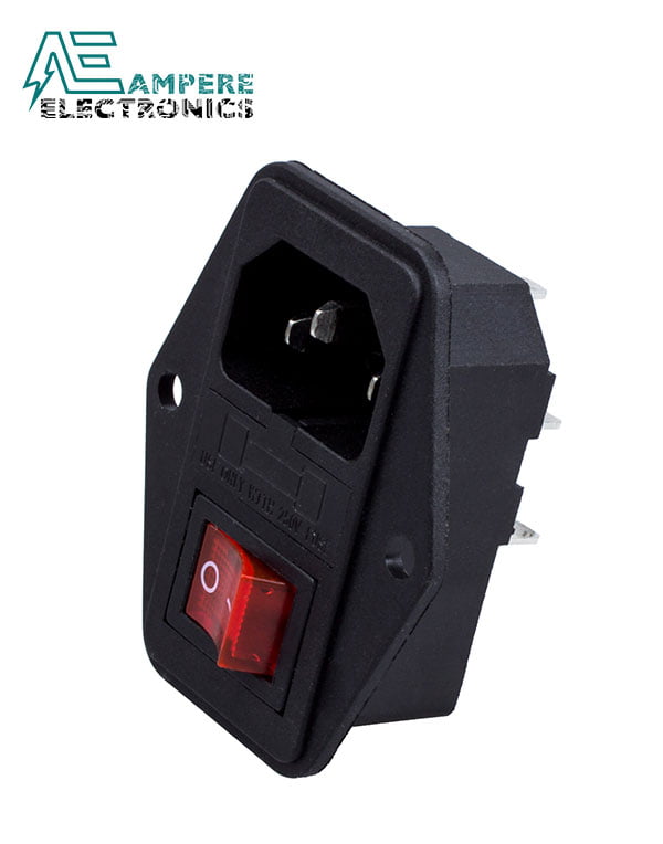 Panel Mount AC Power Connector With On/Off Switch and Fuse Compartment | B