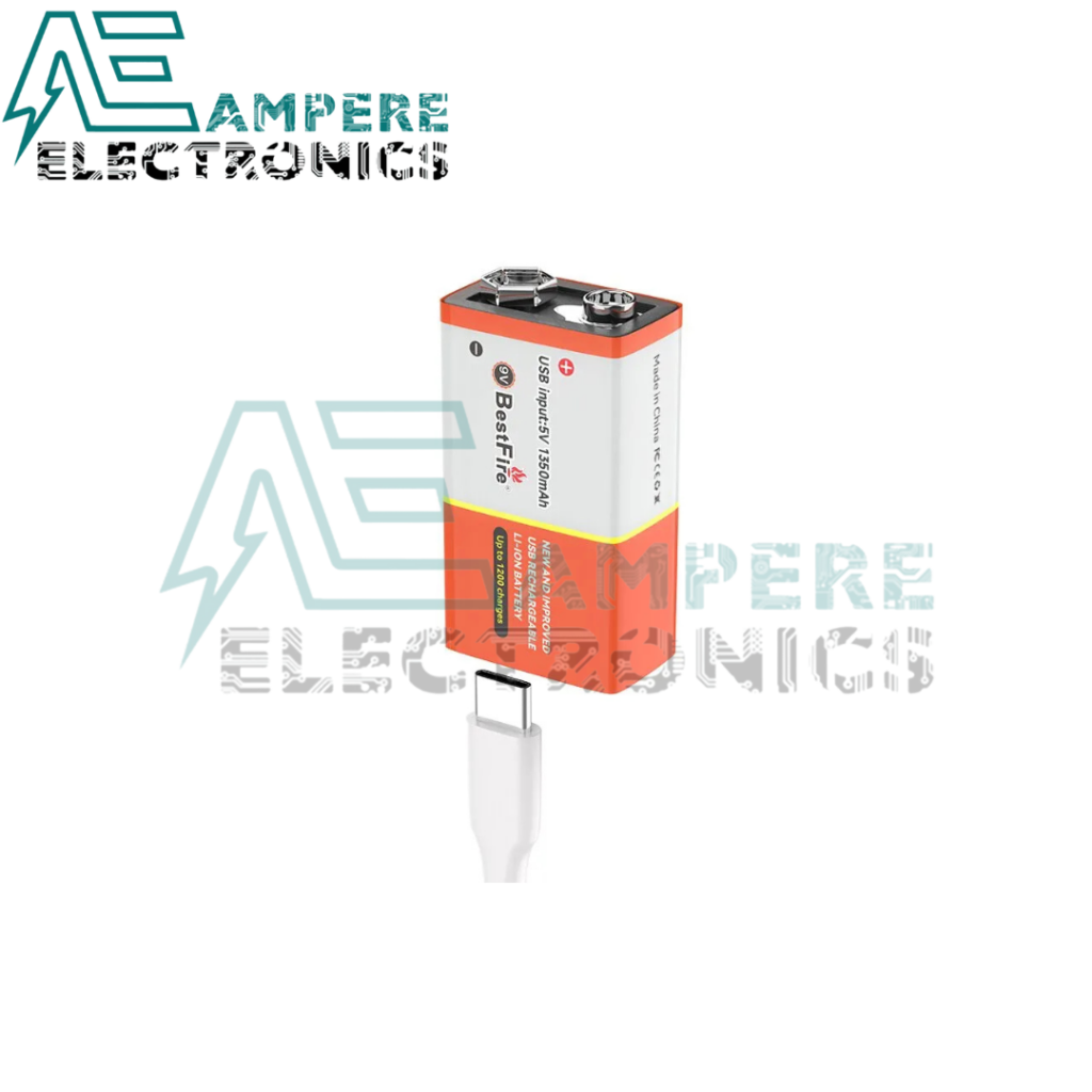 BESTFIRE Rechargeable Battery 9V Type-C 1350mAh